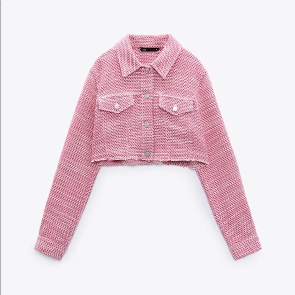 Zara Barbie Pink Tweed Jacket Size Small